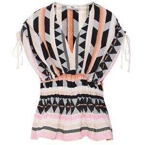 Devotion Twins Boho Chic Hippie Striped Sleeveless Blouse Top Size S Geometric